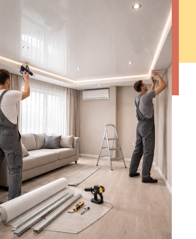 Монтаж глянцевого натяжного потолка в Урае от 782 руб. под ключ | ОТДЕЛОЧНИК-Урй