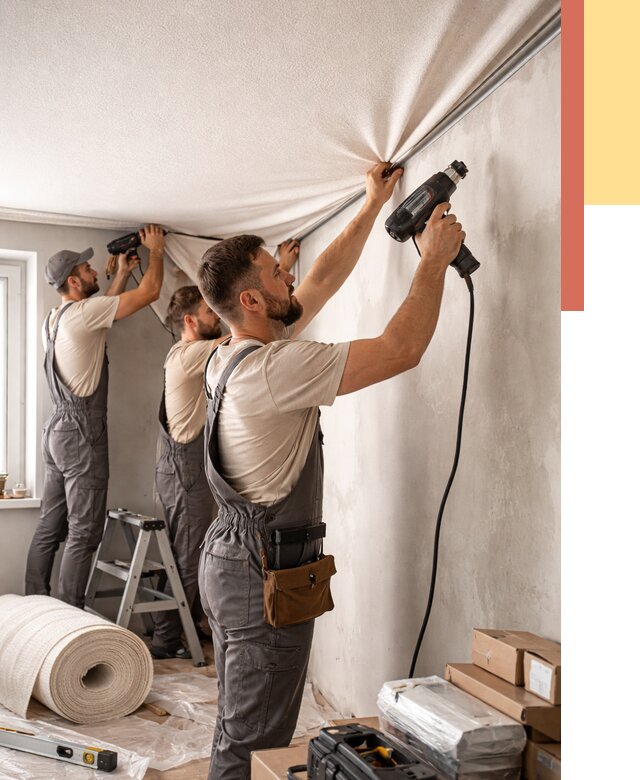 Монтаж фактурного натяжного потолка в Урае от 782 руб. — ОТДЕЛОЧНИК-Урй