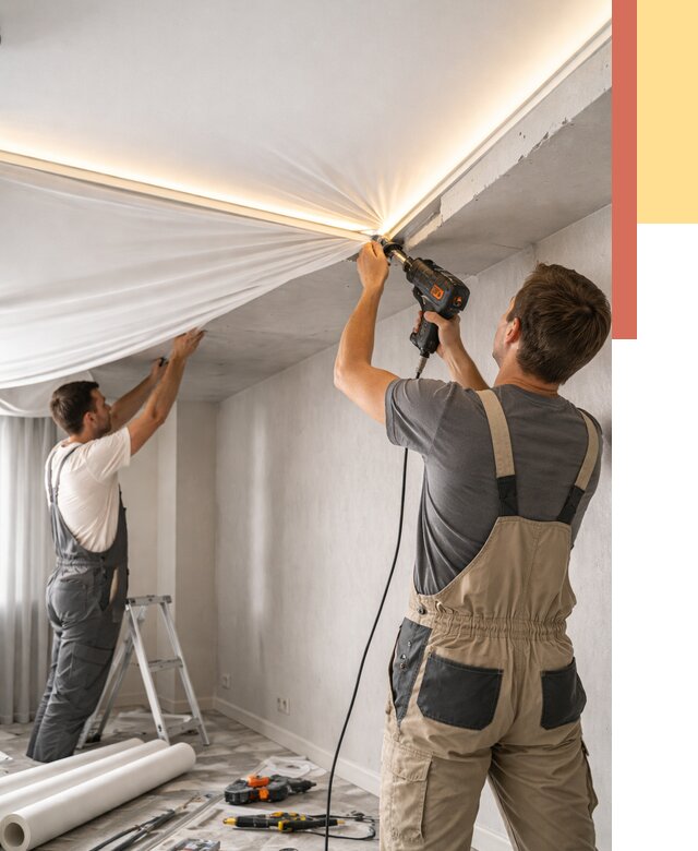 Монтаж натяжного потолка с подсветкой в Урае от 990 руб. | ОТДЕЛОЧНИК-Урй