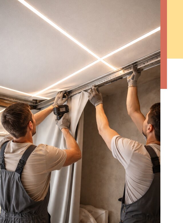 Монтаж натяжного потолка со световыми линиями в Урае от 1251 руб. | ОТДЕЛОЧНИК-Урй