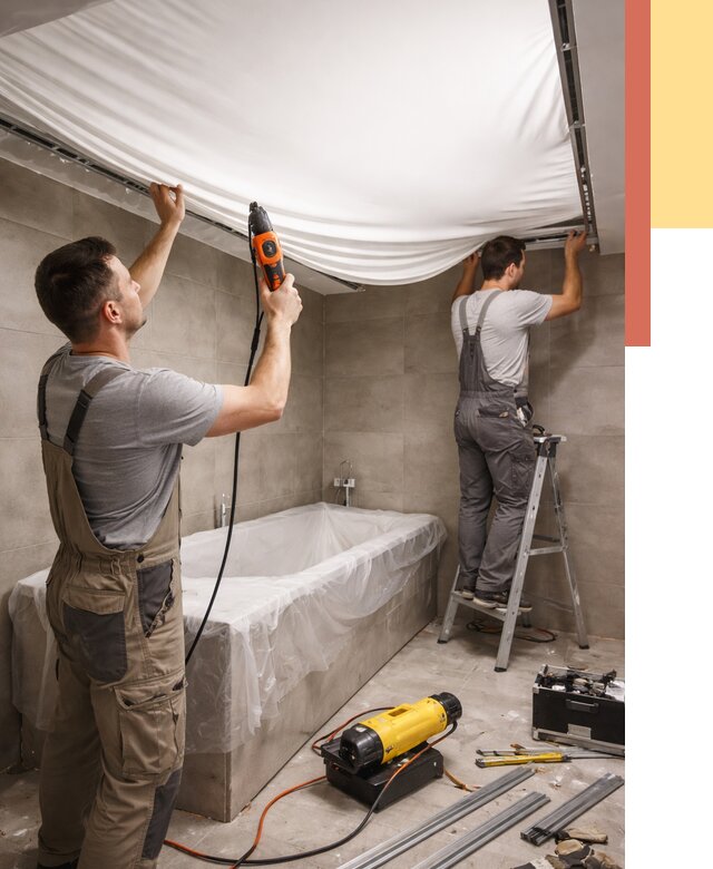 Монтаж натяжного потолка в ванной в Урае от 1251 руб. под ключ | ОТДЕЛОЧНИК-Урй