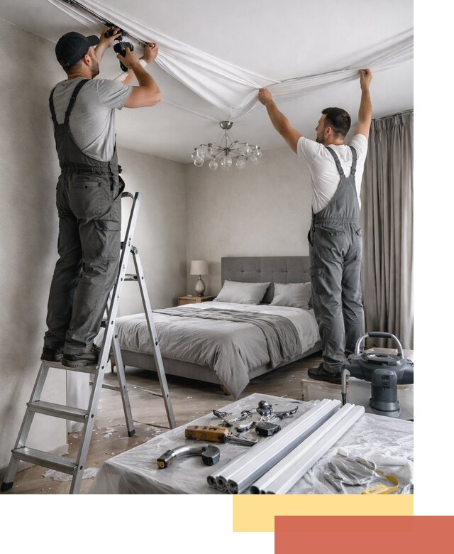 Монтаж натяжного потолка в спальне в Урае