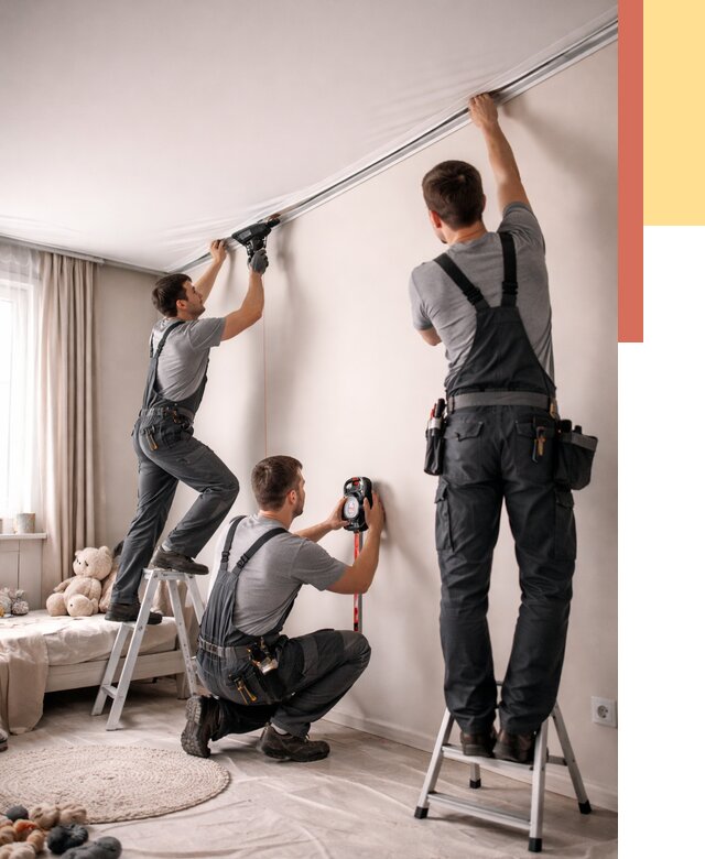 Монтаж натяжного потолка в детской в Урае от 3647 руб. — быстро и недорого | ОТДЕЛОЧНИК-Урй