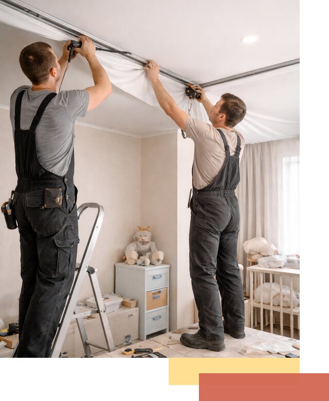 Монтаж натяжного потолка в детской комнате в Урае