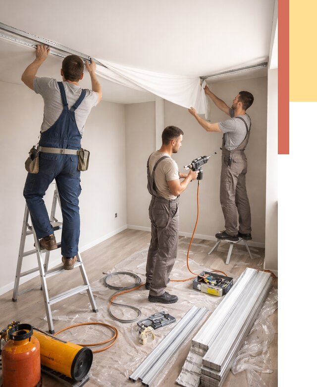 Монтаж натяжного потолка в студии в Урае от 5732 руб. — быстро и недорого | ОТДЕЛОЧНИК-Урй