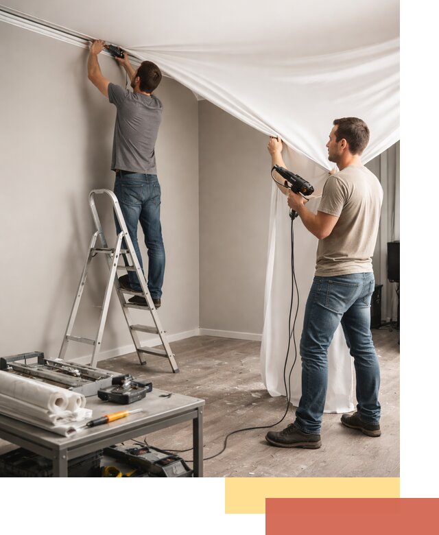 Монтаж натяжного потолка в студии в Урае