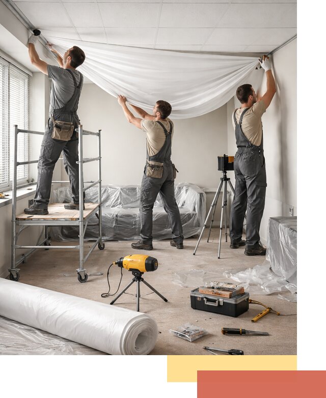 Монтаж натяжного потолка в офисе в Урае