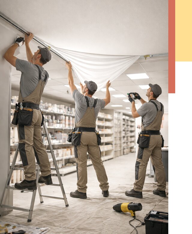 Монтаж натяжного потолка в магазине в Урае от 4689 руб. быстро и недорого | ОТДЕЛОЧНИК-Урй