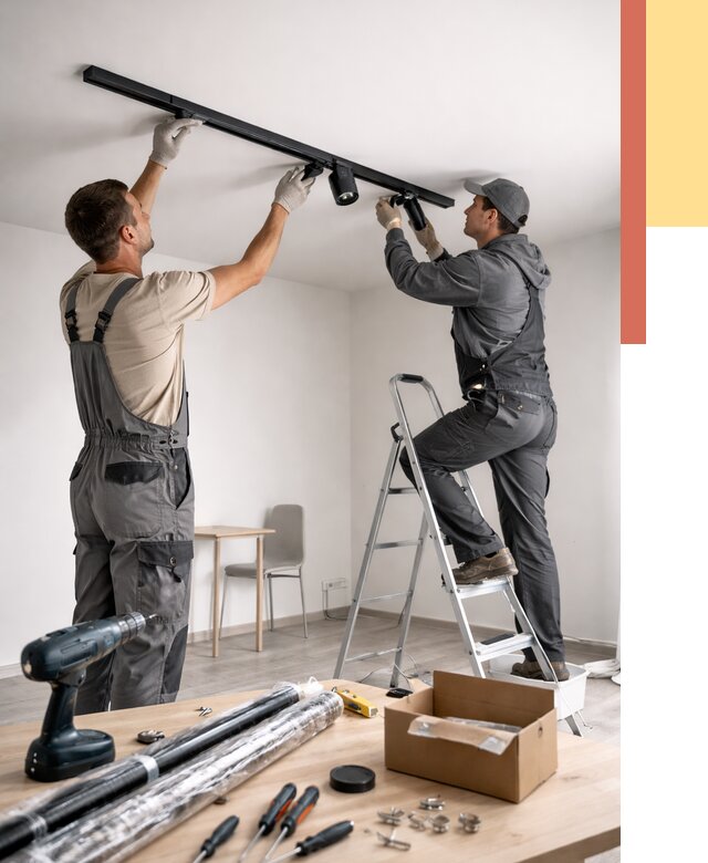 Установка трековых светильников в натяжной потолок в Урае от 4377 руб. | ОТДЕЛОЧНИК-Урй