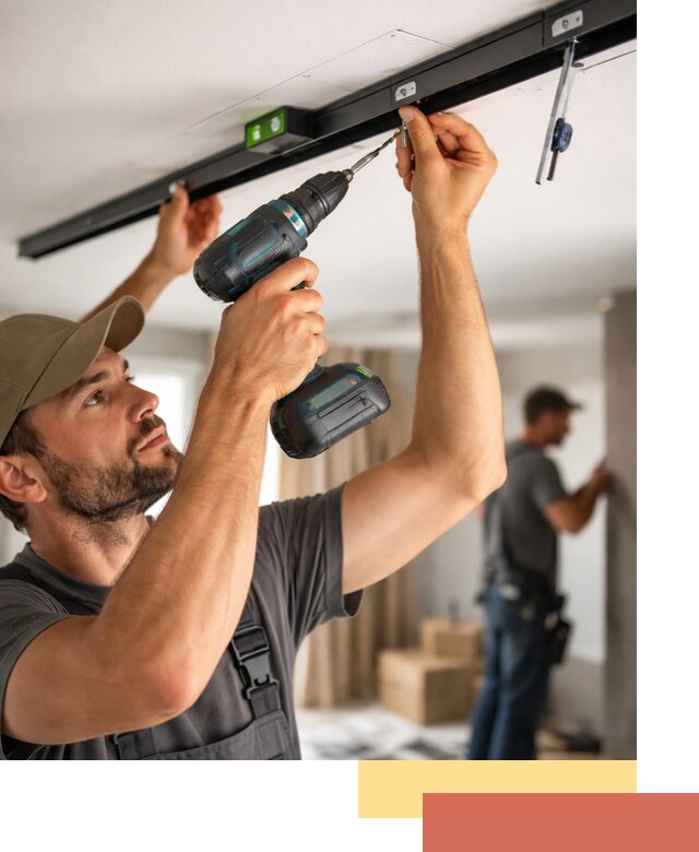 Установка трековых светильников в натяжной потолок в Урае