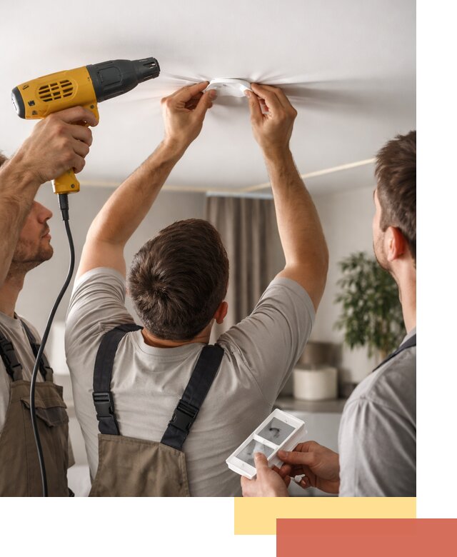 Ремонт прокола полотна натяжного потолка в Урае