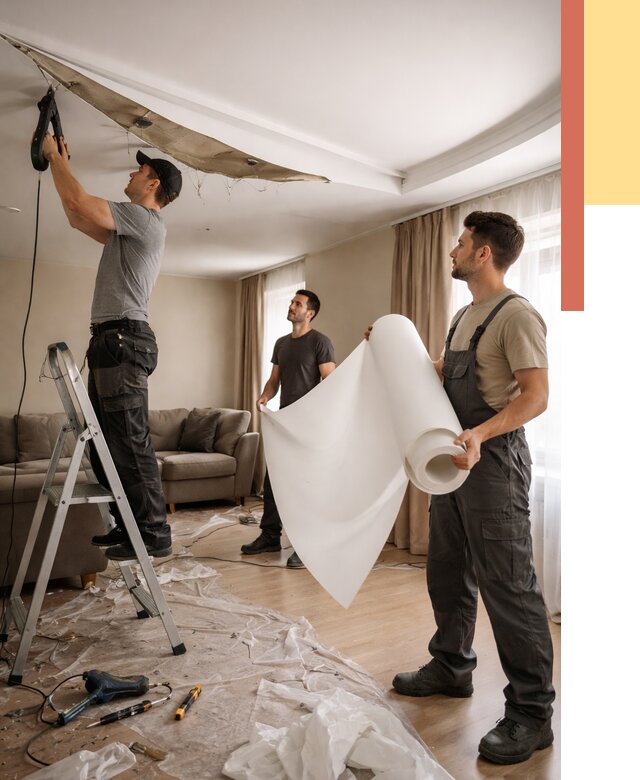 Замена полотна натяжного потолка в Урае от 9900 руб. быстро и недорого | ОТДЕЛОЧНИК-Урй