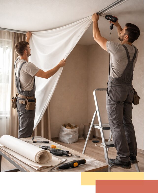 Замена полотна натяжного потолка в Урае быстро и качественно