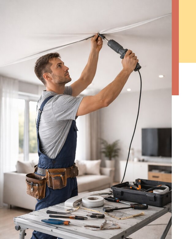 Ремонт натяжных потолков в Урае от 9900 руб. под ключ — ОТДЕЛОЧНИК-Урй