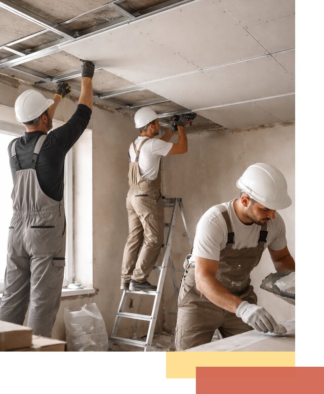 Одноуровневый потолок из гипсокартона в Урае — монтаж и отделка