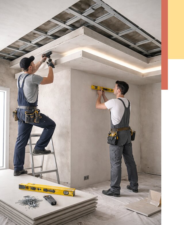 Двухуровневый потолок из гипсокартона в Урае от 1511 руб. под ключ | ОТДЕЛОЧНИК-Урй