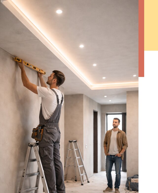 Потолок из гипсокартона с подсветкой в Урае от 782 руб./м2 под ключ | ОТДЕЛОЧНИК-Урй