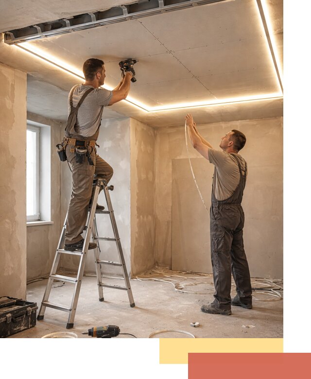 Потолок из гипсокартона с подсветкой в Урае