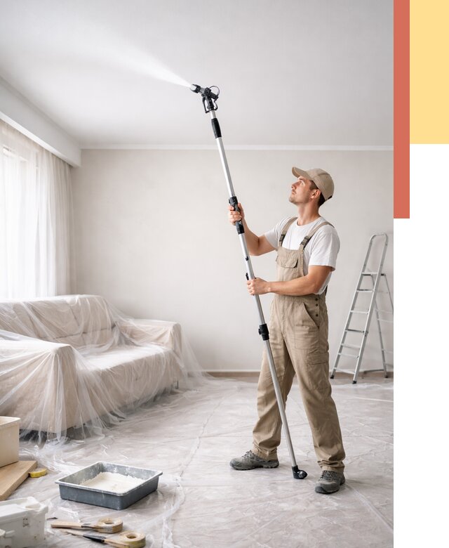 Покраска потолка краскопультом в Урае от 4689 руб. быстро и недорого | ОТДЕЛОЧНИК-Урй