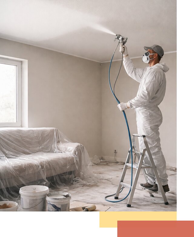 Покраска потолка краскопультом в Урае быстро и качественно