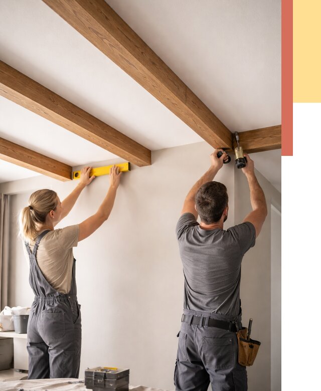 Монтаж декоративных балок на потолок в Урае от 4377 руб. — ОТДЕЛОЧНИК-Урй