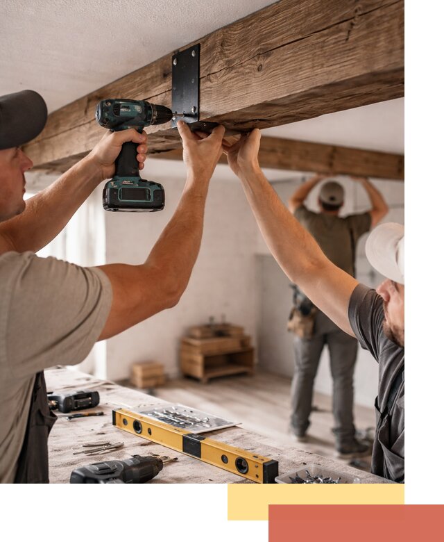 Монтаж декоративных потолочных балок в Урае